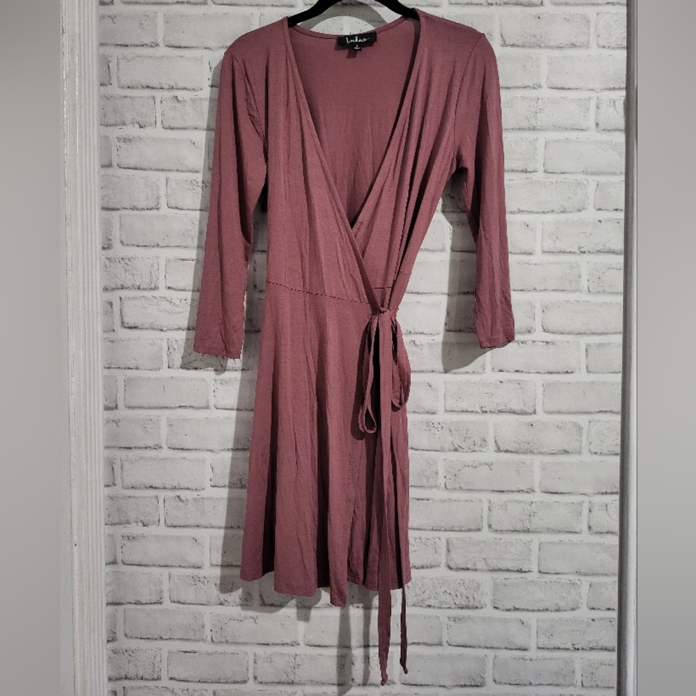 Lulu's Twirl Worthy Mauve Wrap Dress Size S - Picture 6 of 8